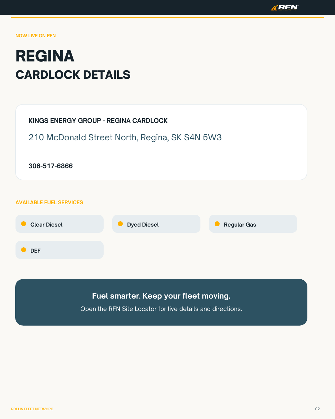 Adresse et services de carburant du site Kings Energy Group Regina