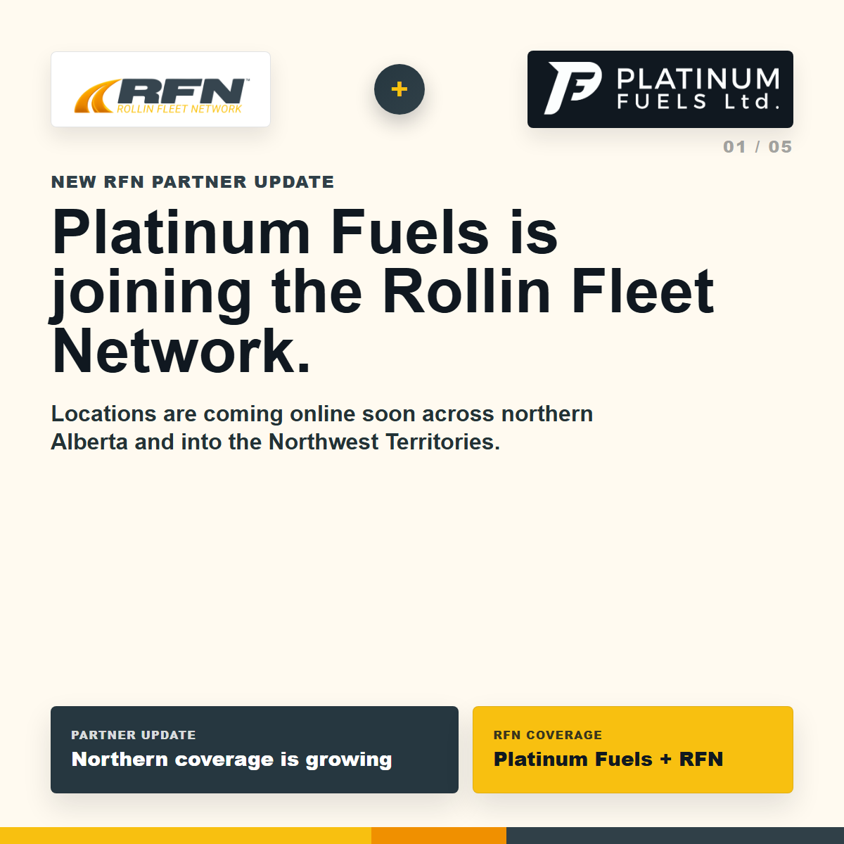 Diapositive Platinum Fuels se joint à Rollin Fleet Network