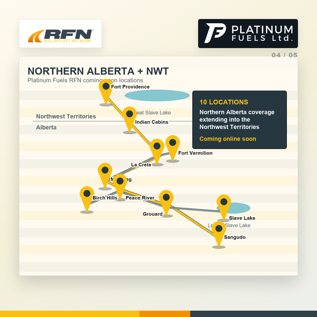 Carte Platinum Fuels nord de l’Alberta et Territoires du Nord-Ouest