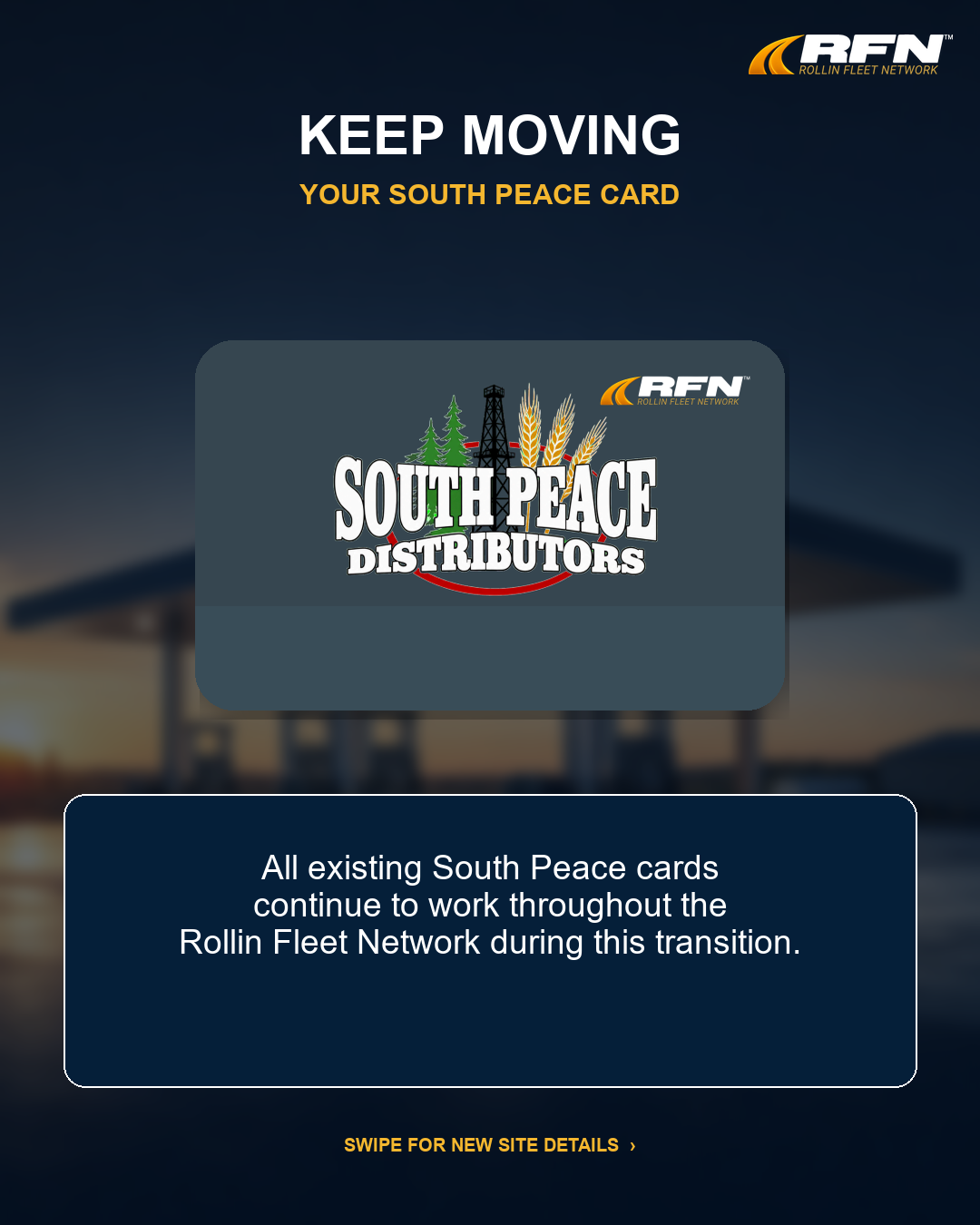 Continuité des cartes South Peace pendant la transition RFN